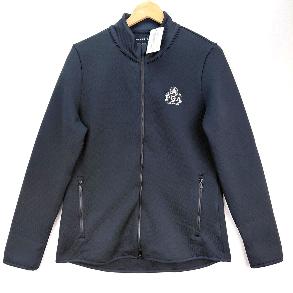 Peter Millar Lumi Knit Full Zip Jacket Womens L Black PGA Golf Champ Aronimink